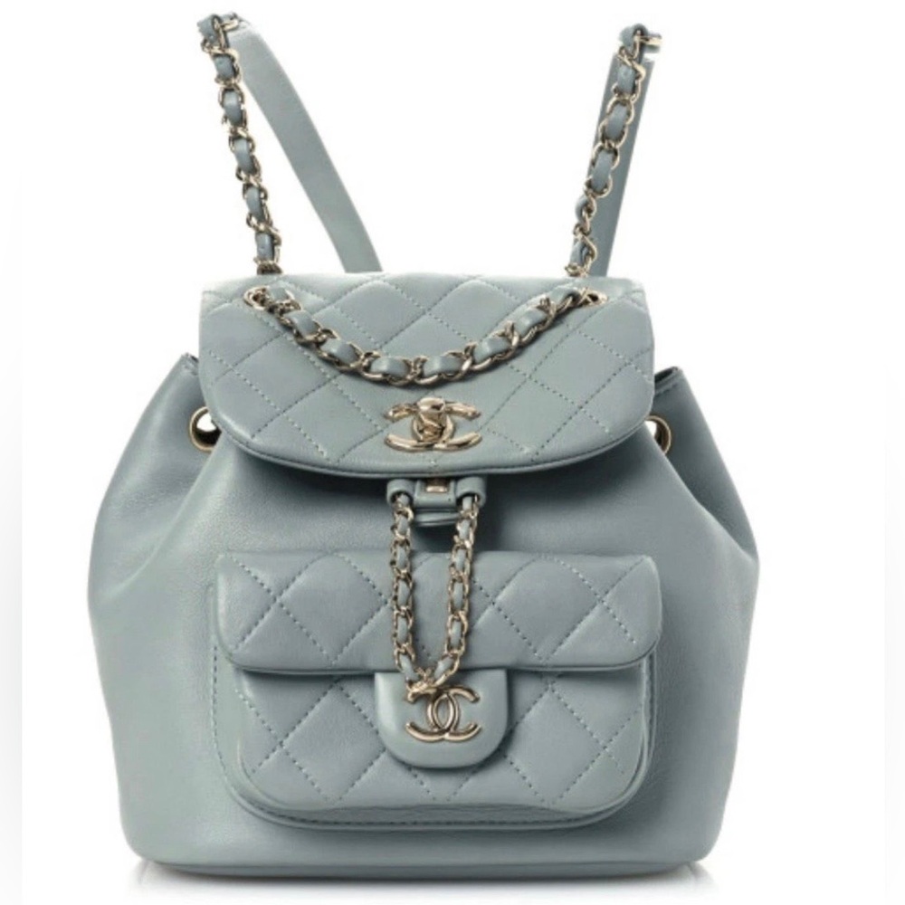 NEW CHANEL Light Blue Duma Lambskin Backpack